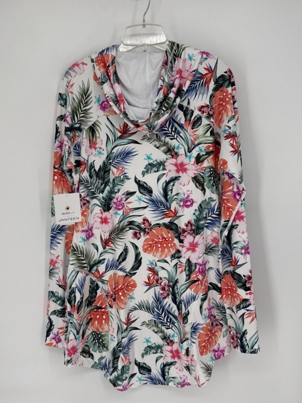 Jantzen Size XL Hooded Swimsuit Tunic Cover-Up Floral Tropical UPF 50 NWT Pocket - Picture 6 of 8